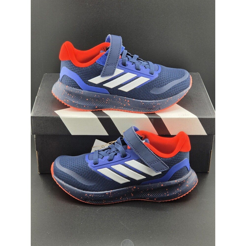 Adidas Runfalcon 5 EL C Kids Size 12K Navy Blue Orange Speckled JQ9596